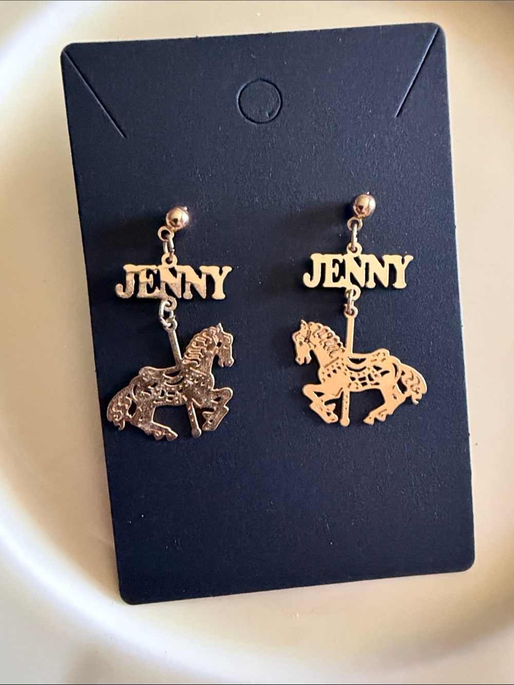Source Unknown Gold Jenny Carousel Horse Drop Earrings